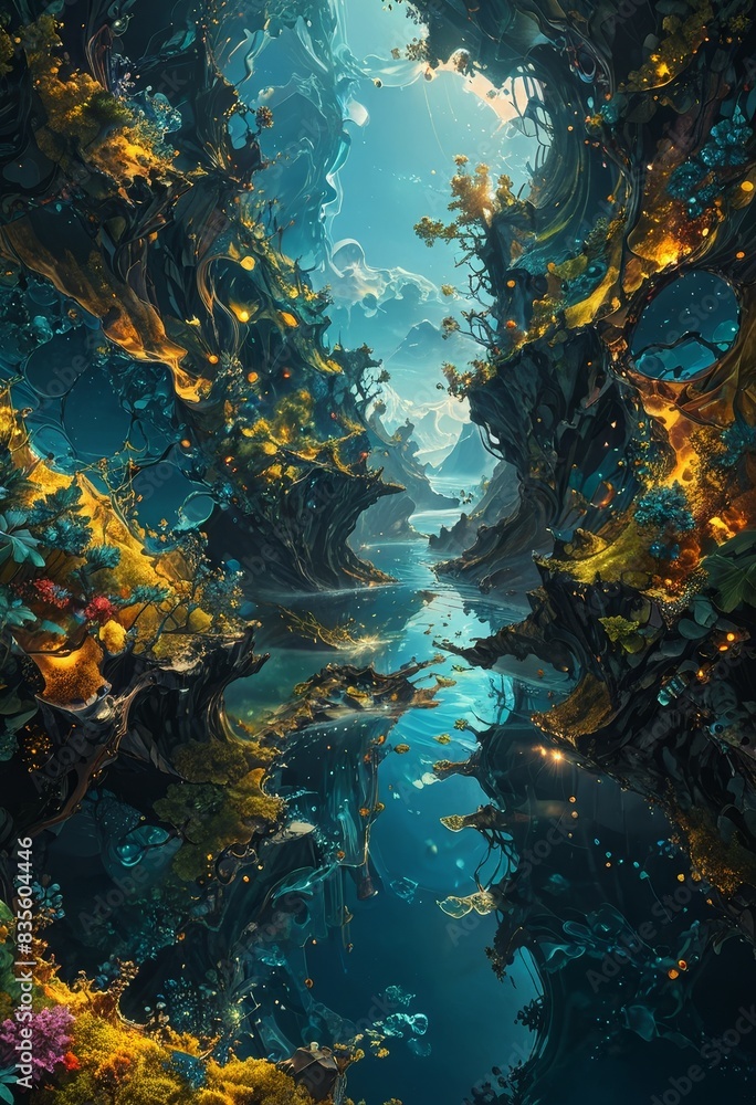 Obraz premium Fantasy River in a Dreamlike Landscape
