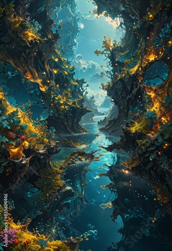 Fantasy River in a Dreamlike Landscape