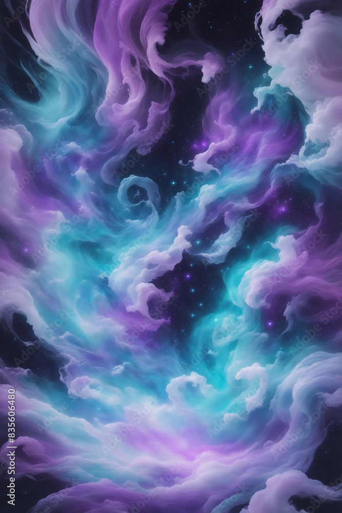 Fototapeta premium Fantasy sky with purple and blue abstract clouds