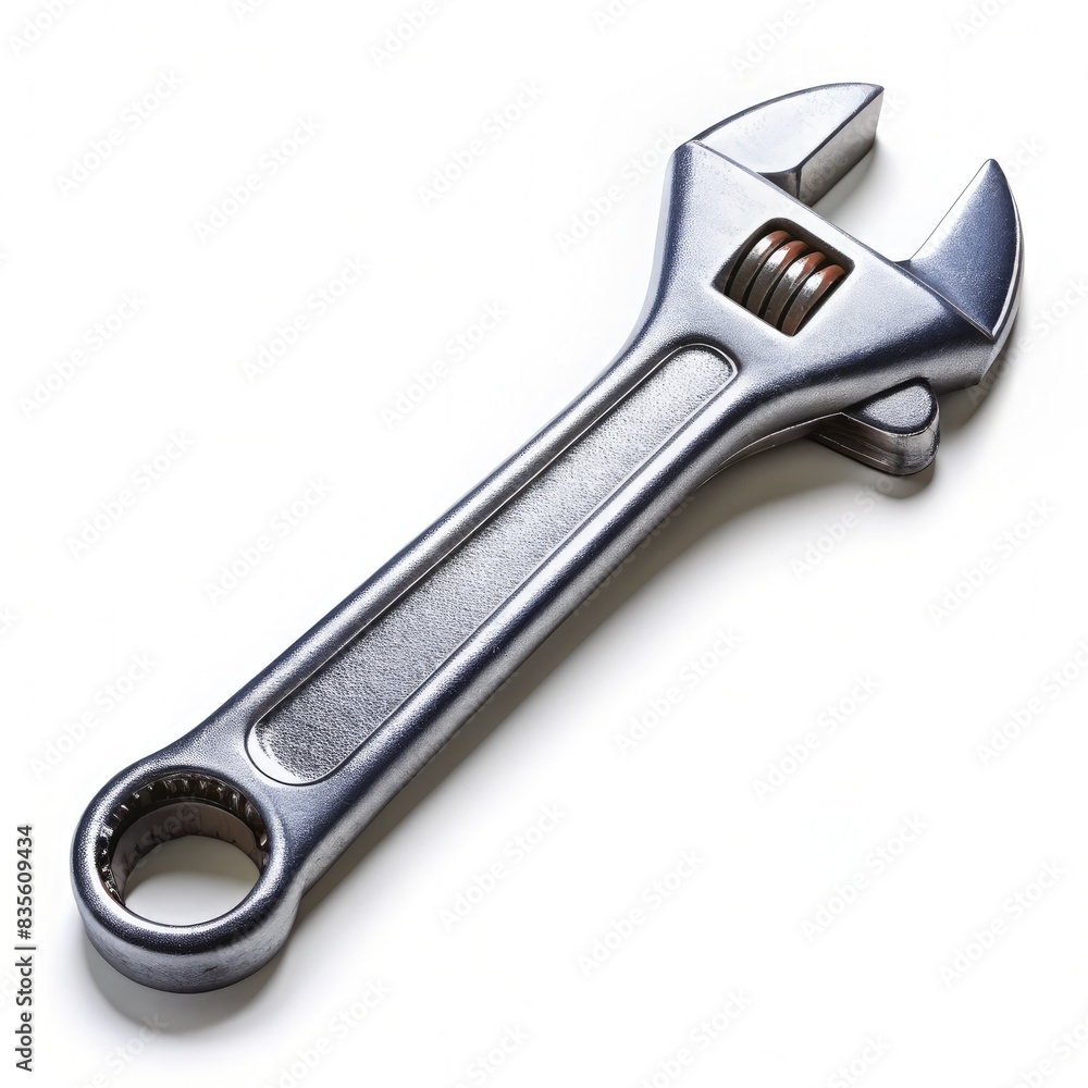 Silver Adjustable Wrench Isolated on White Background. Generative AI Silver Adjustable Wrench Isolated on White Background. Generative AI