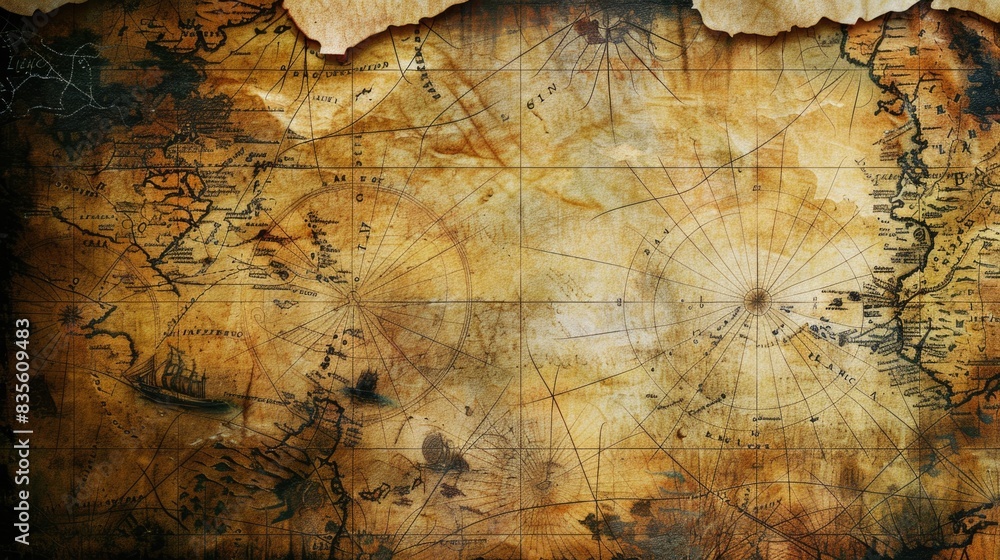 Naklejka premium Vintage old sea map background