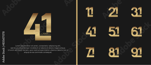 anniversary logo style set with gold color can be use for celebration moment