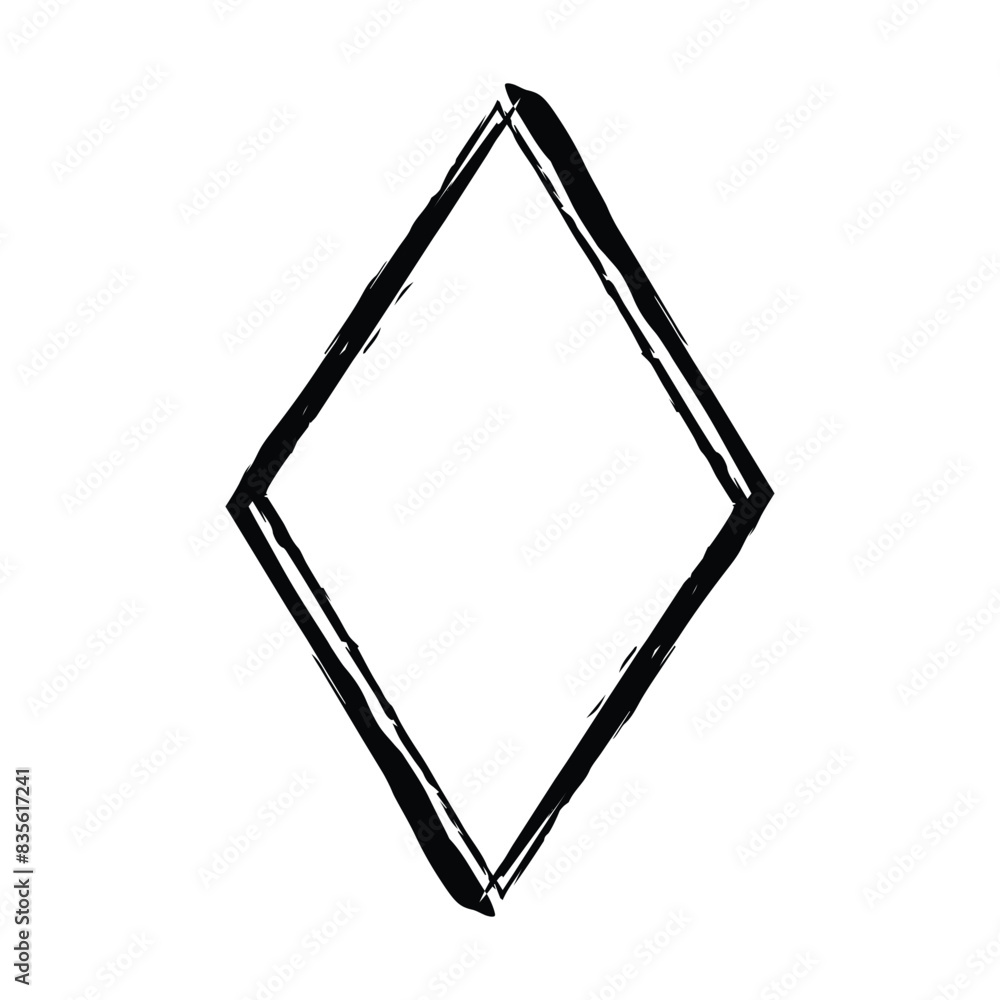 Frame rhombus texture element, outline border grunge shape icon, decorative doodle for design in vector illustration Frame rhombus texture element, outline border grunge shape icon, decorative doodle for design in vector illustration