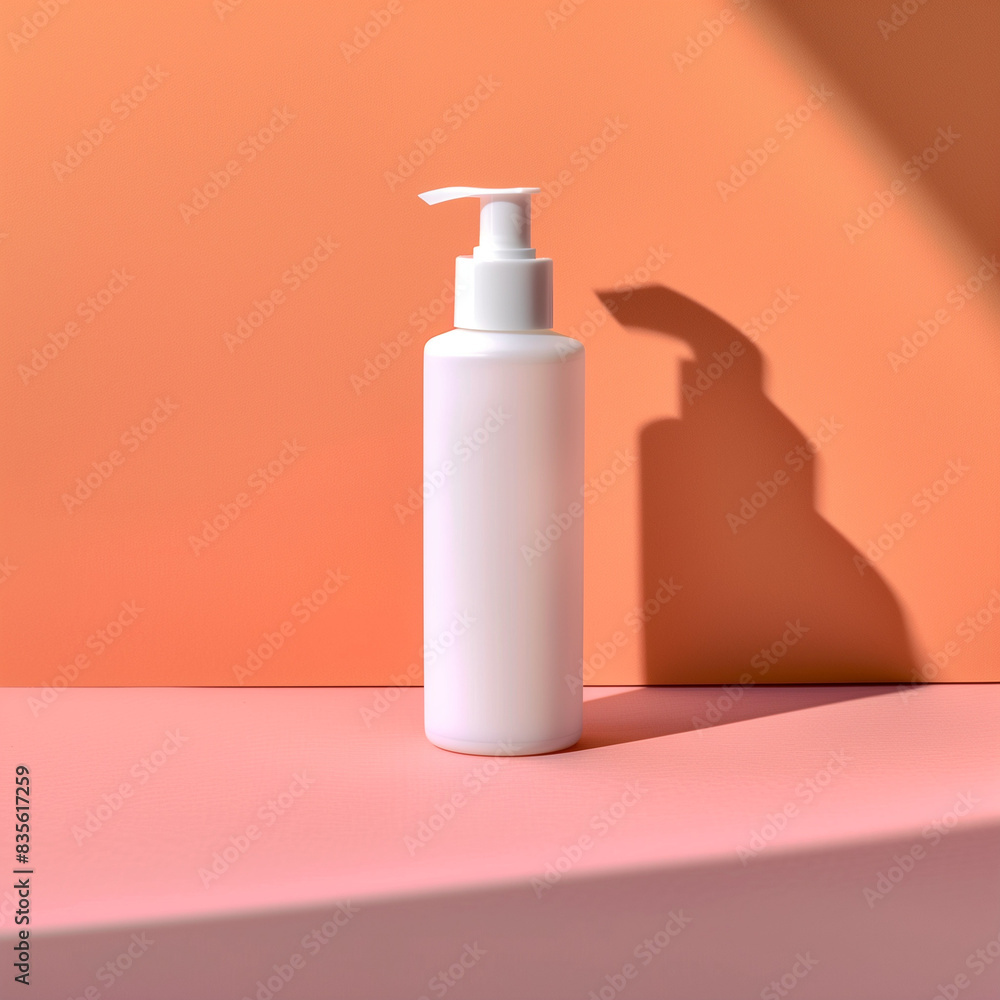 mock up white sun cream bottle in photo studio, with natural light, Ai generated Images mock up white sun cream bottle in photo studio, with natural light, Ai generated Images