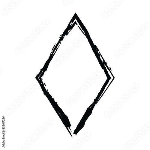 Frame rhombus texture element, outline border grunge shape icon, decorative doodle for design in vector illustration