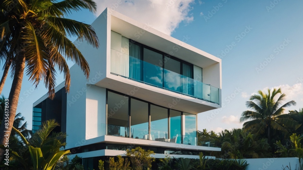 Obraz premium a view of a house in a beach