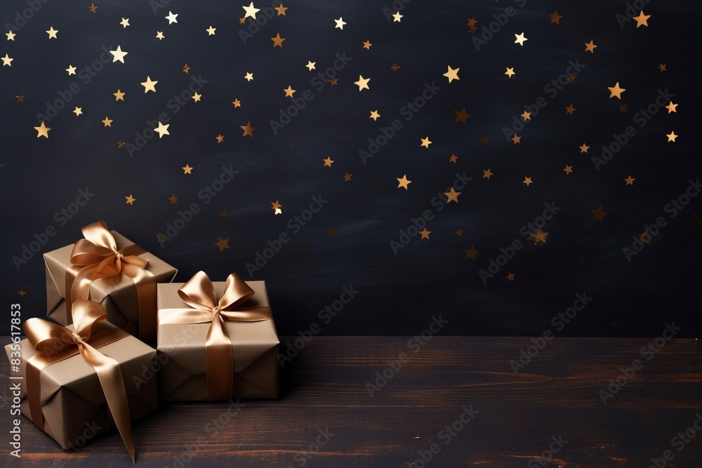 gift box on wooden background, generative ai gift box on wooden background, generative ai