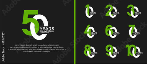 anniversary logo style set with green and white color can be use for celebration moment