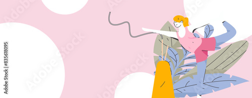 Practicing yoga, physical and mental health, flat vector character concept, operation hand drawn illustration
