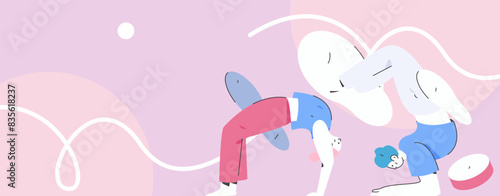 Practicing yoga, physical and mental health, flat vector character concept, operation hand drawn illustration
