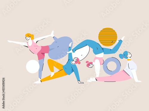 Practicing yoga, physical and mental health, flat vector character concept, operation hand drawn illustration
