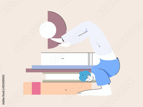 Practicing yoga, physical and mental health, flat vector character concept, operation hand drawn illustration
