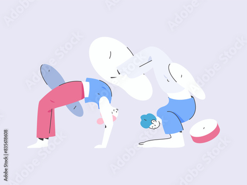 Practicing yoga, physical and mental health, flat vector character concept, operation hand drawn illustration
