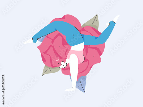Practicing yoga, physical and mental health, flat vector character concept, operation hand drawn illustration
