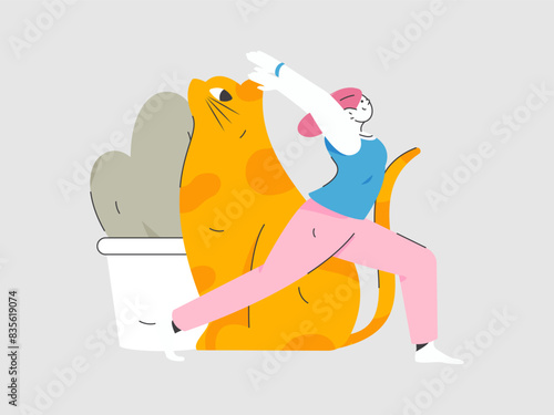 Practicing yoga, physical and mental health, flat vector character concept, operation hand drawn illustration
