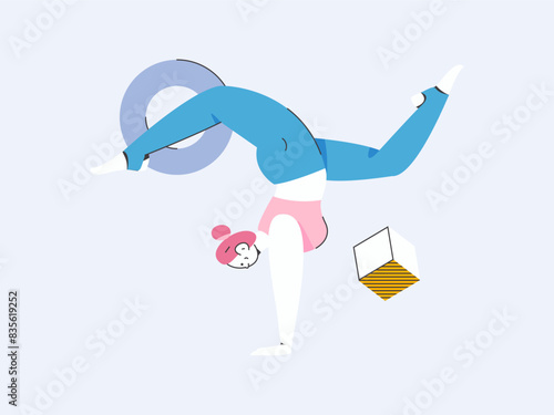 Practicing yoga, physical and mental health, flat vector character concept, operation hand drawn illustration
