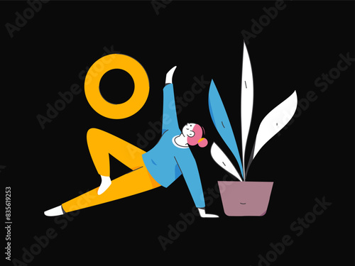 Practicing yoga, physical and mental health, flat vector character concept, operation hand drawn illustration
