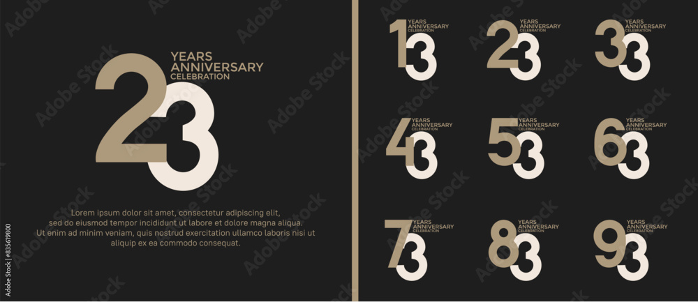 anniversary logo style set with brown color can be use for celebration moment anniversary logo style set with brown color can be use for celebration moment