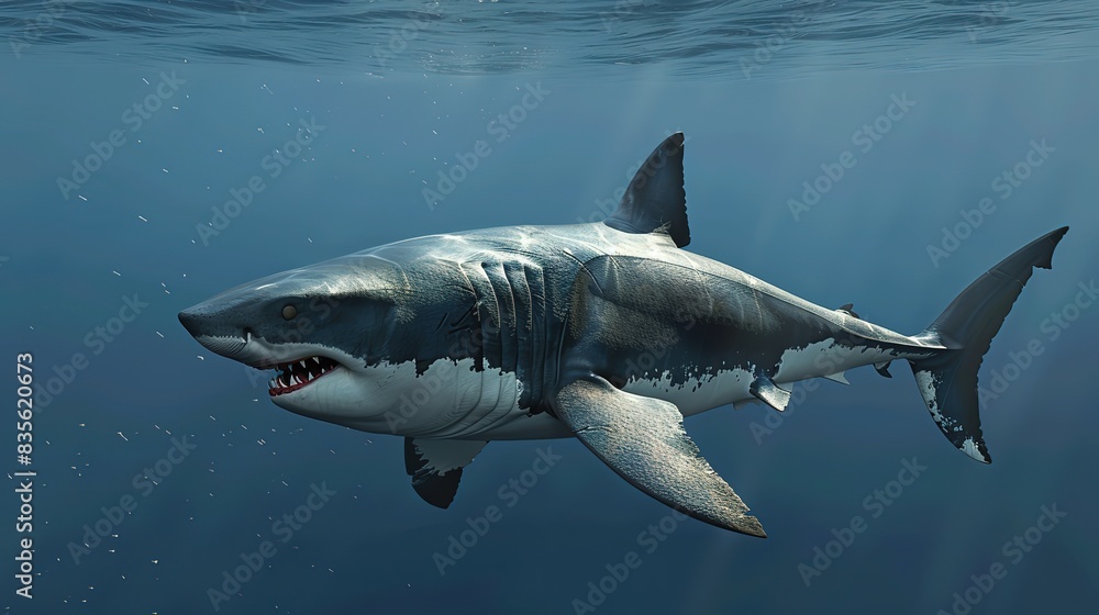 Superb Shark Studio Shot Isolated on Clear Black Background Superb Shark Studio Shot Isolated on Clear Black Background