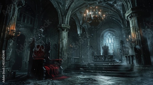 Majestic throne in the castle of darkness