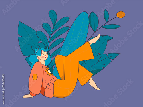 Practicing yoga, physical and mental health, flat vector character concept, operation hand drawn illustration

