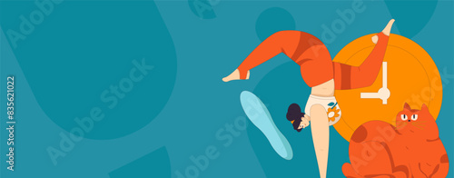 Practicing yoga, physical and mental health, flat vector character concept, operation hand drawn illustration
