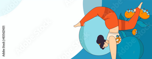 Practicing yoga, physical and mental health, flat vector character concept, operation hand drawn illustration

