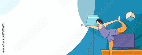 Practicing yoga, physical and mental health, flat vector character concept, operation hand drawn illustration
