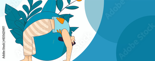 Practicing yoga, physical and mental health, flat vector character concept, operation hand drawn illustration
