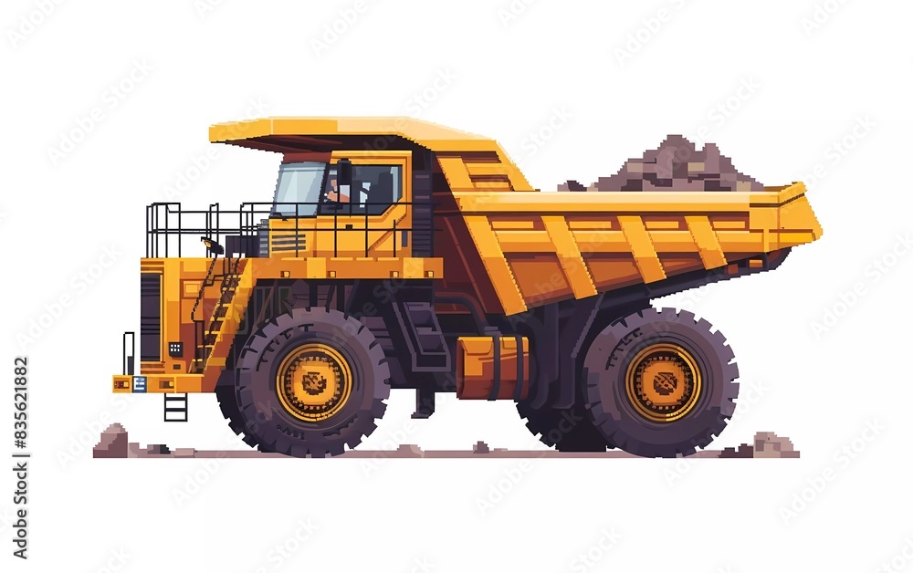 8-bit pixel dump truck, pixel art vector illustration. isolated on white background 8-bit pixel dump truck, pixel art vector illustration. isolated on white background
