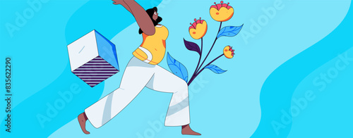 Practicing yoga, physical and mental health, flat vector character concept, operation hand drawn illustration
