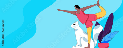 Practicing yoga, physical and mental health, flat vector character concept, operation hand drawn illustration
