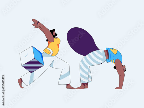 Practicing yoga, physical and mental health, flat vector character concept, operation hand drawn illustration
