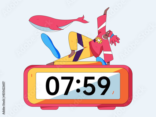 Practicing yoga, physical and mental health, flat vector character concept, operation hand drawn illustration
