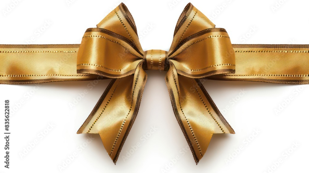 golden ribbon with dark stripes on the edges isolated on white background golden ribbon with dark stripes on the edges isolated on white background