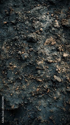 Rocky dirt ground with scattered rocks. Nature background.