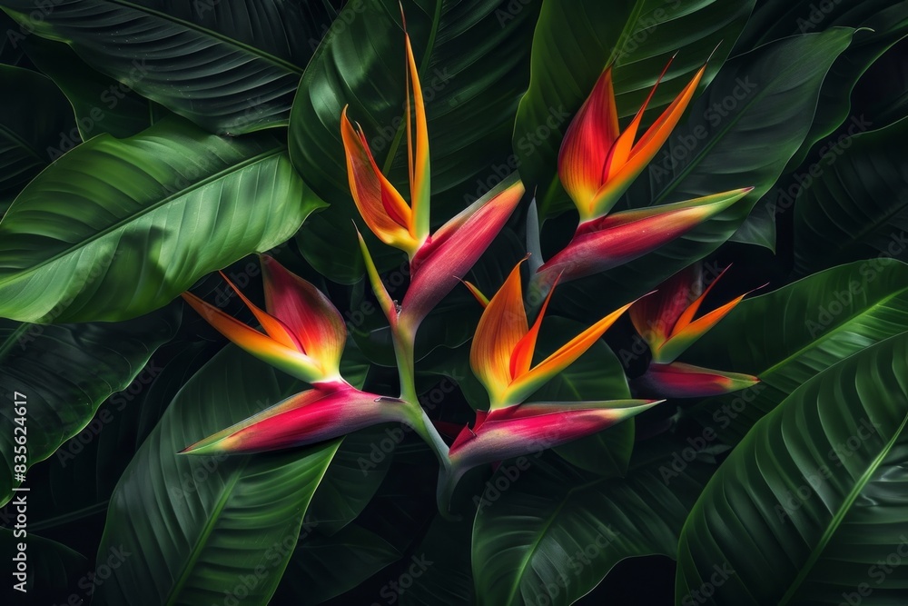 Close-up of tropical flowers. Orange and green petals. Close-up of tropical flowers. Orange and green petals.