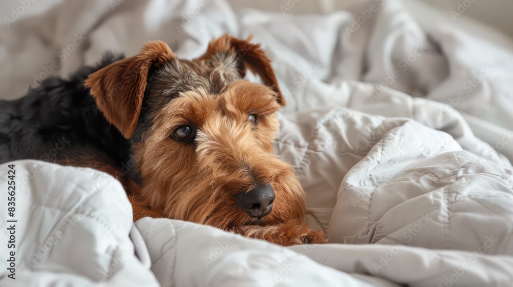 airedale terriers dog portrait wallpaper with good expression and blurred neutral background airedale terriers dog portrait wallpaper with good expression and blurred neutral background