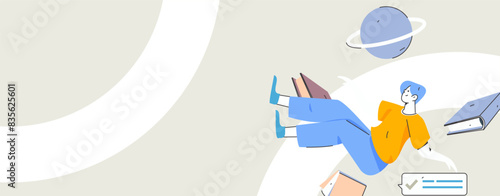 Character reading quietly vector concept operation hand drawn illustration
