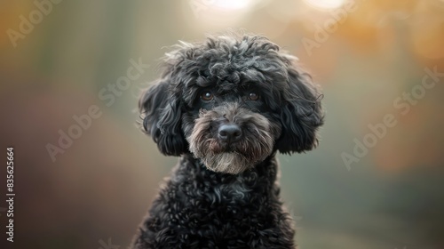 barbet dog portrait wallpaper with good expression and blurred neutral background