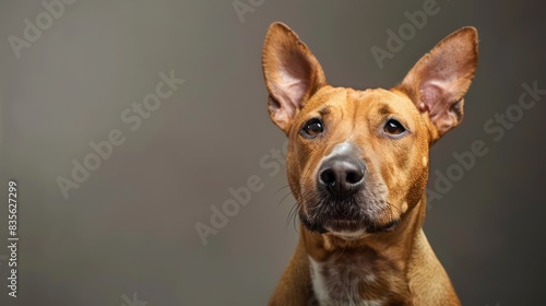 bull terriers dog portrait wallpaper with good expression and blurred neutral background  © Dekastro