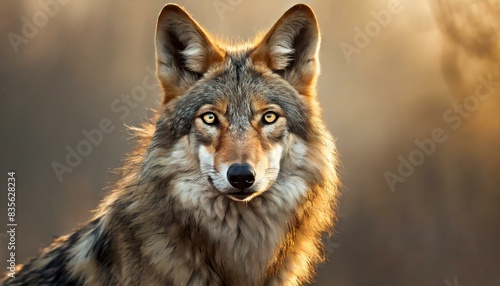 An Arabian wolf staring directly at the camera photo