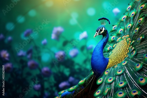 peacock with feathers, generative ai