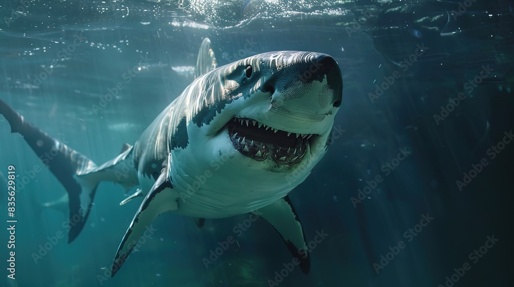 Fototapeta premium Glorious Blood thirsty shark illustration