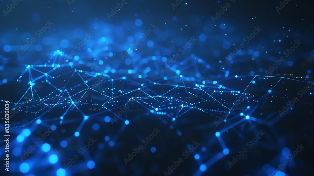 Minimalistic network of glowing blue nodes and lines forming abstract geometric shapes Minimalistic network of glowing blue nodes and lines forming abstract geometric shapes