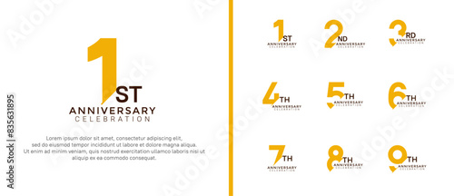 anniversary logo style set with black and yellow color can be use for celebration moment
