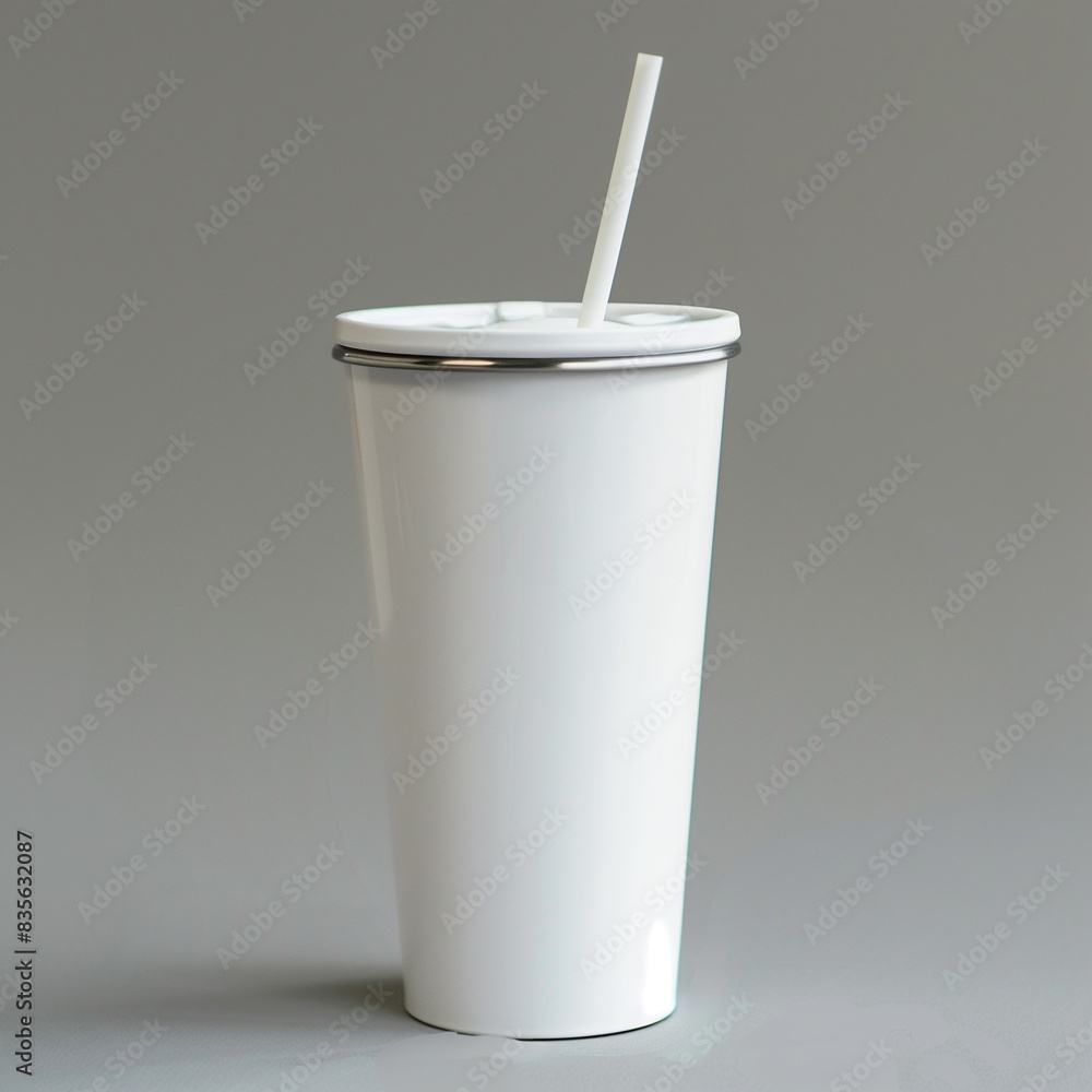 white tumbler glass with straw, Ai generated Images white tumbler glass with straw, Ai generated Images