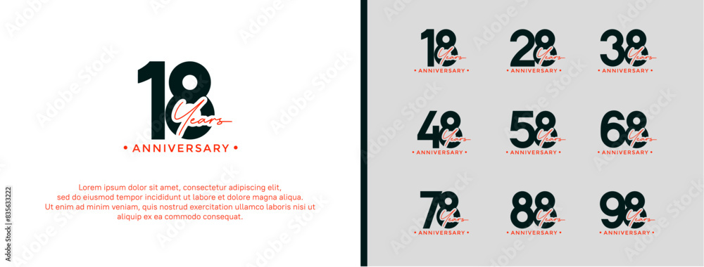 anniversary logo style set with black color can be use for celebration moment anniversary logo style set with black color can be use for celebration moment