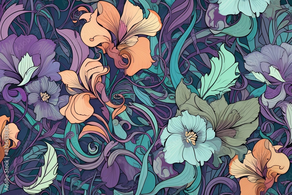 Whimsical Flora Fantasy an Intricately Designed Botanical Background