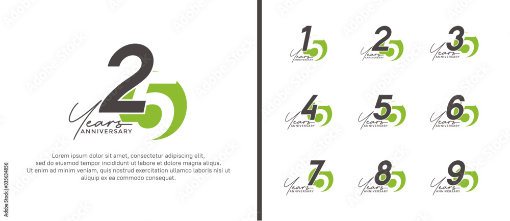 anniversary logo style set with black and green color can be use for celebration moment anniversary logo style set with black and green color can be use for celebration moment